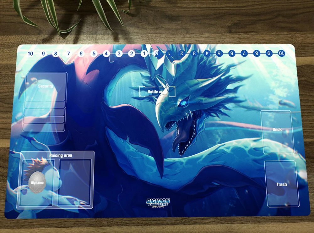 Digimon Duel Playmat Mega Seadramon Trading Card Game Mat DTCG CCG Mat Rubber Mouse Pad Desk Pad TCG Gaming Play Mat Free Bag