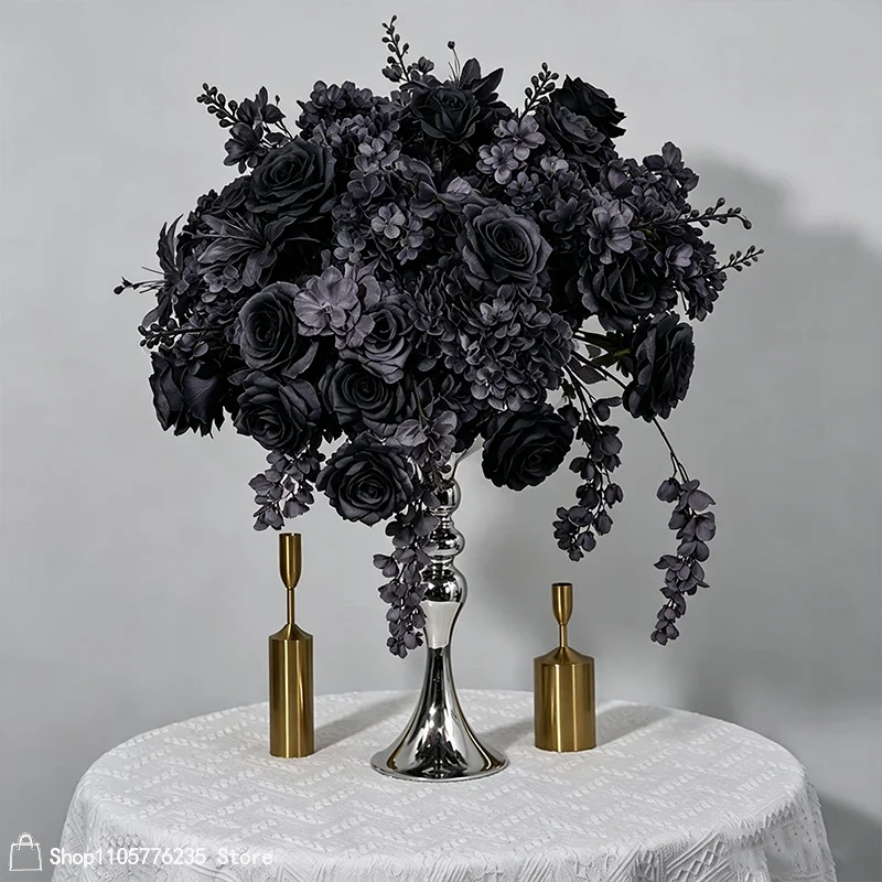 Rosa Künstliche Blumenarrangements Tischdekoration Blumenball Rose Delphinium Hochzeit Bankett Esstisch Party Event Dekoration – Detail 6