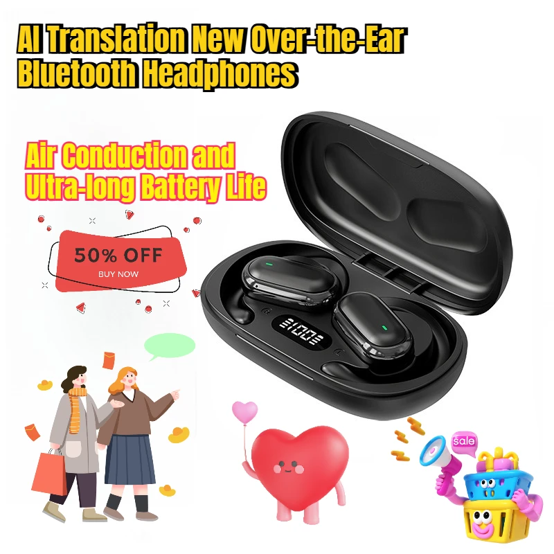 

AI Translation New Over-the-Ear Bluetooth Headphones with Air Conduction and Ultra-long Battery Life