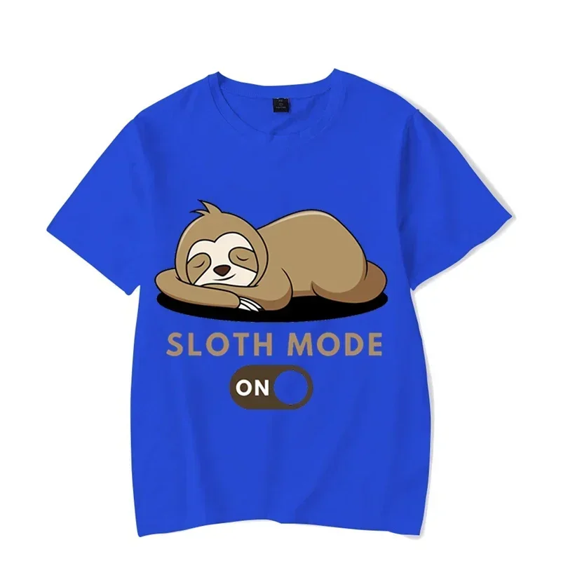 Men\'s T-shirts Sloth Mode Graphic Tees Y2k Short Sleeve Shirt Men Cartoon Animal Streetwear Tops Funny Sloth Homme Camiseta