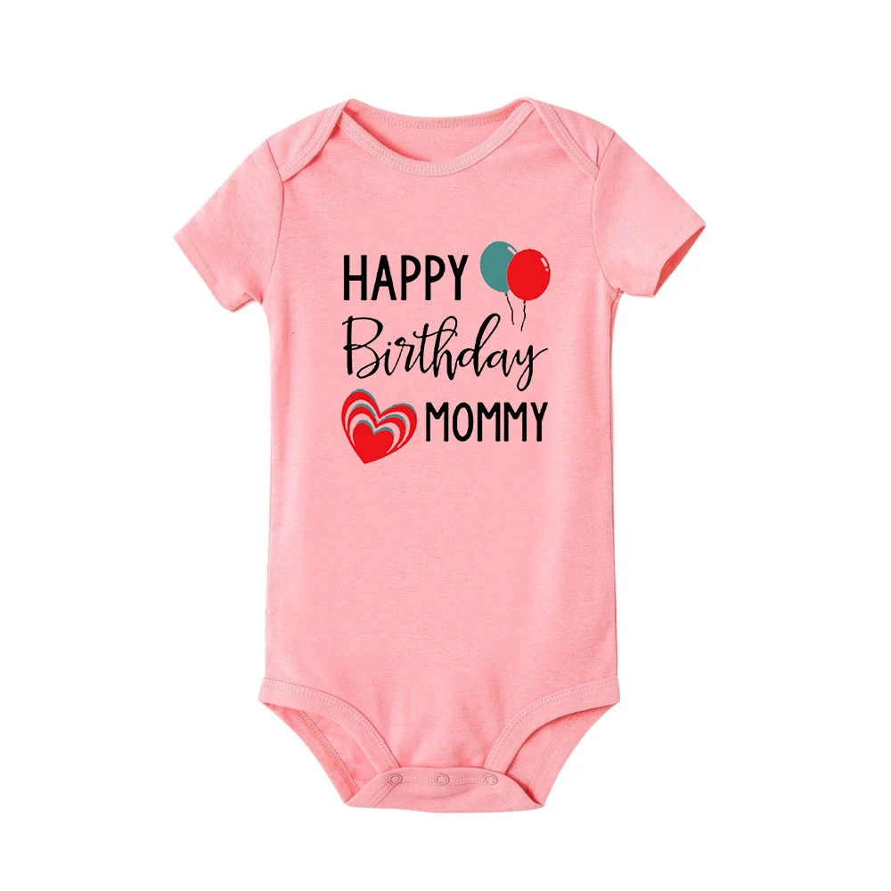 Happy Birthday Daddy Mommy Baby Boys Girls Romper Bodysuit Infant Funny Letter Jumpsuit Outfit Toddler Party Clothes 0-24 Months