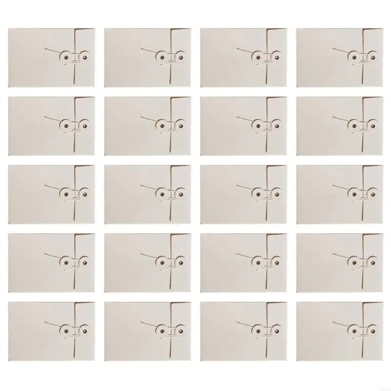 20pcs/conjunto papel envelope papel vintage envelope bolso com botão fechamento string