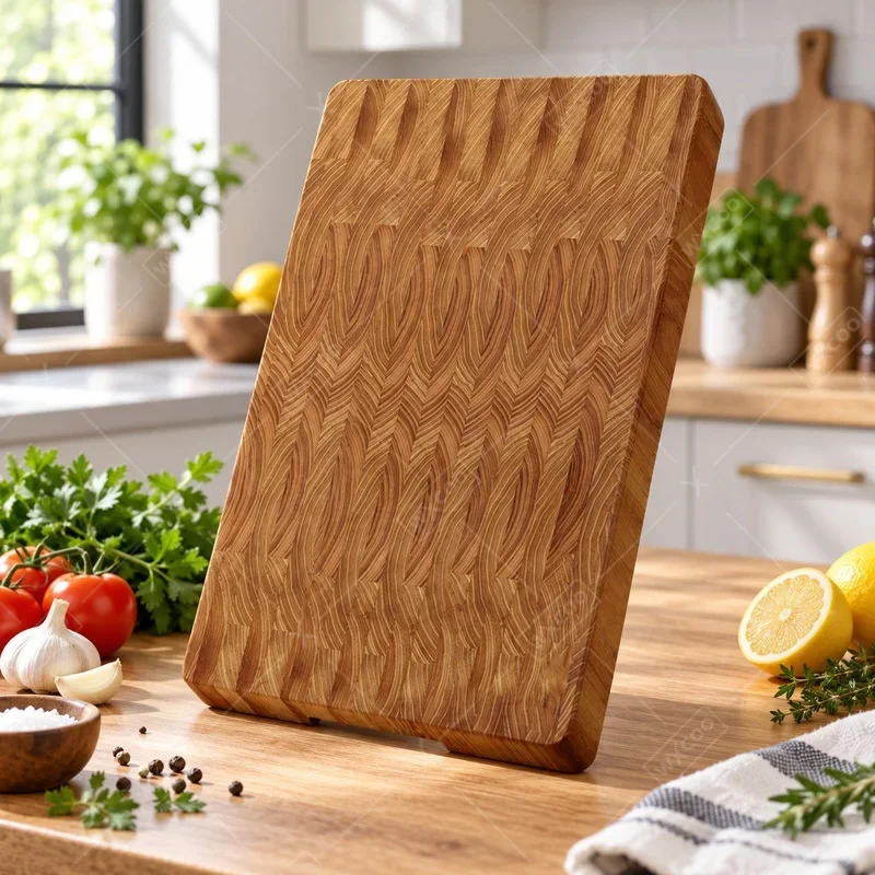 WXCOO Teak Wood Cutting Board for Kitchen Acacia Wooden Splicing Checkerboard Thicken Solid Wood Chopping Board for Cut Fruit