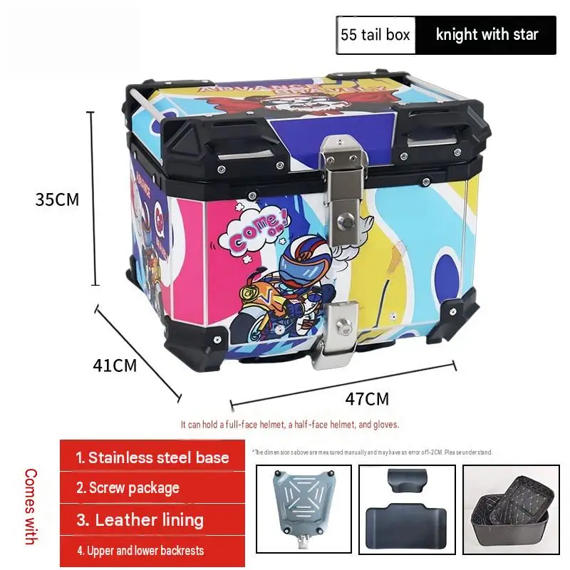 55L Aluminum Rear Trunk For ZONTES 150X IP66 Sealed Tail Box, Anti‑Corrosion Stainless‑Steel Base For Daily Commuter Scooter