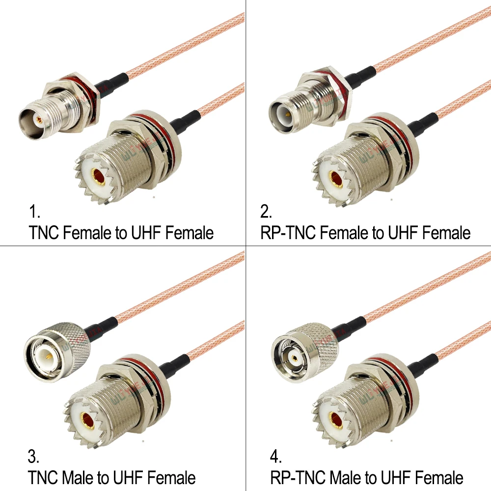 Bulkhead-UHF to TNC Connector, RG-316 RF Cable, Female Jack to TNC Male, TNC Female, RP-TNC, 50-1.5 RF Coaxial Cable, 1 Pcs