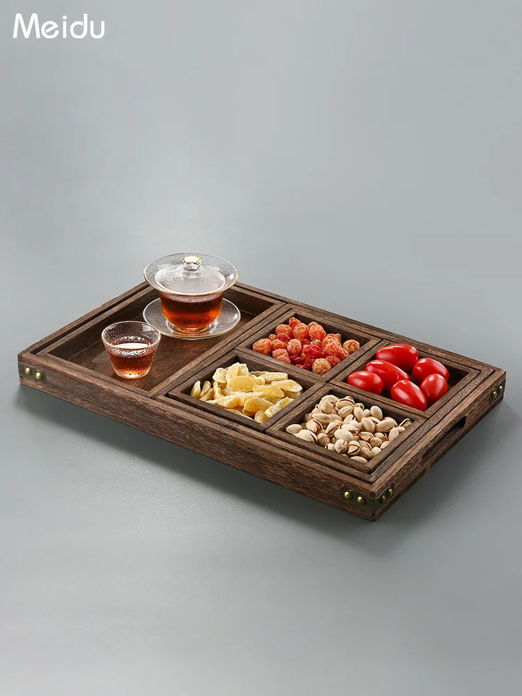 Tea tray home modern minimalist tea table tea tray wooden Kung Fu tea set accessories dry bubble dessert plate