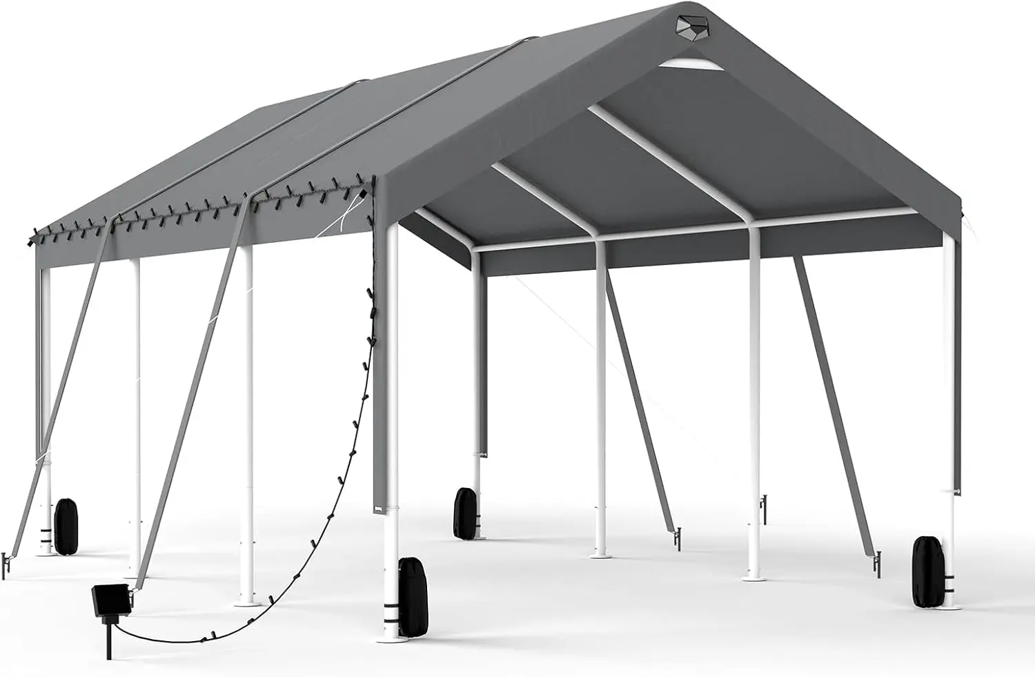 

Carport Canopy 12X20 Heavy Duty, Carport Canopy Adjustable Height, Portable Car Port Garage, Car Shelter All Weather, Grey