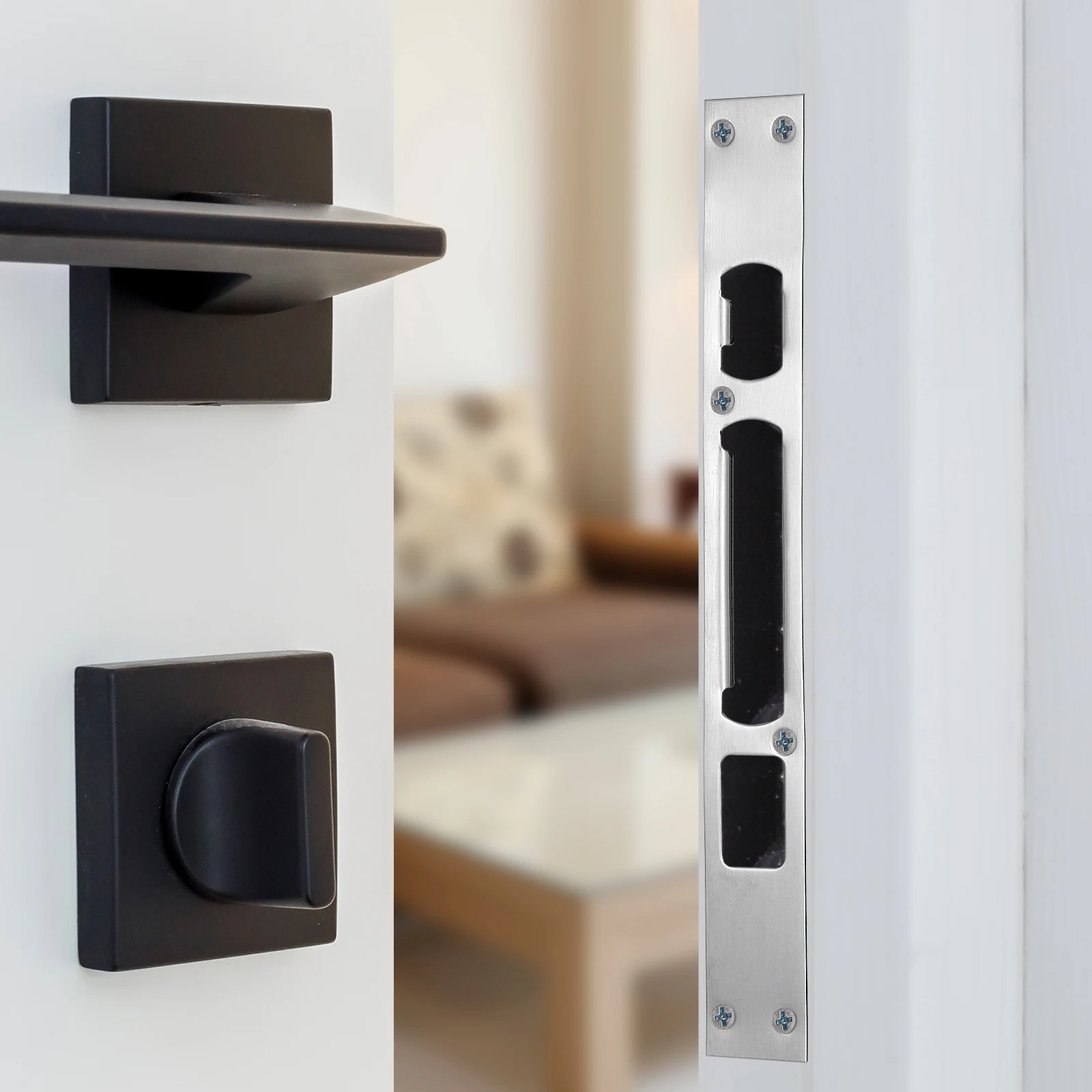 2Pcs Premium Stainless Steel Door Strike Plate Long Reinforcement Cover for Secure Lock Installation Residential Security