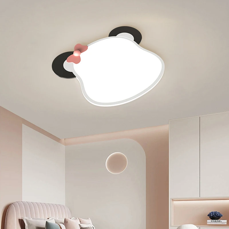 Pink Bowknot LED Children Ceiling Light Panda Bedroom Lighting Living Room Balcony Indoor Lamp Modern Home Interior Decor Lamp