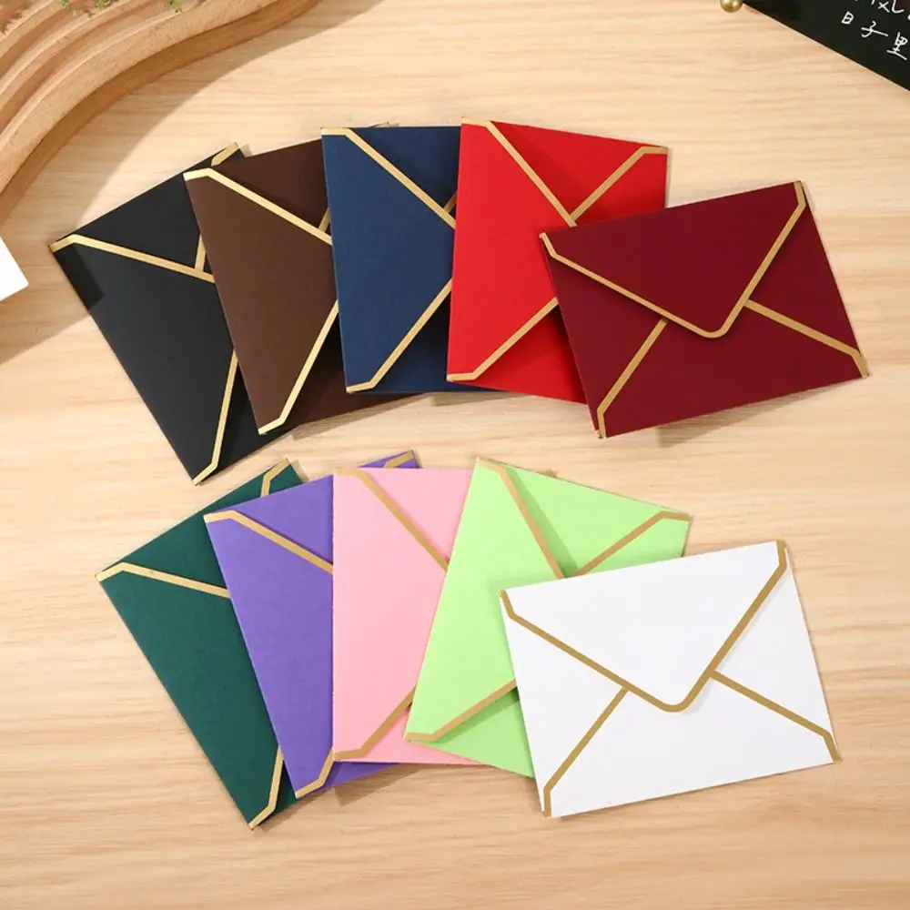 

10pcs Vintage Gold Stamping Envelopes Invitation Card Bronzed Seal Decoration Envelope Set Nostalgia Art High Grade