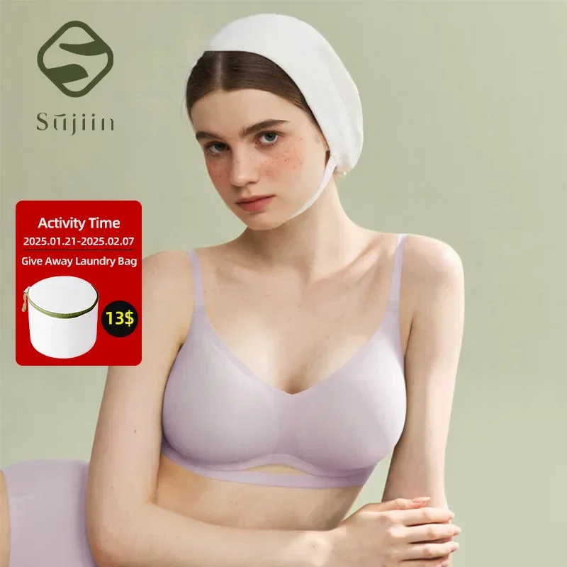 SUJIIN Push Up Bras for Women Summer Wireless Bralette Female Seamless Padded Small Chest Smoothing Mint Cooling Sexy Bra MX211