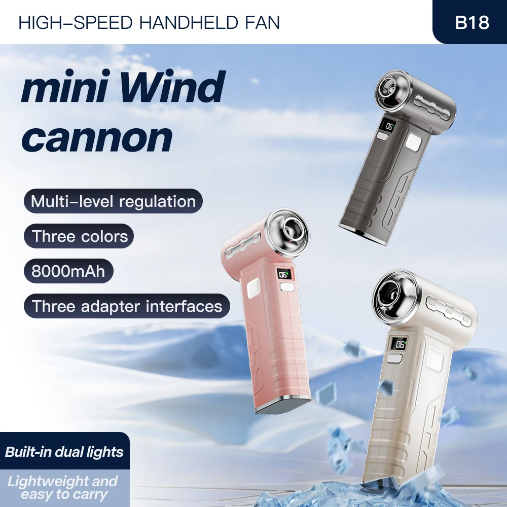 

Outdoor Portable Handheld Fan Mini Cooling Fan Rechargeable Blower 8000mAh 6 Gear High Speed Turbo Fan Personal Fan Air blow gun