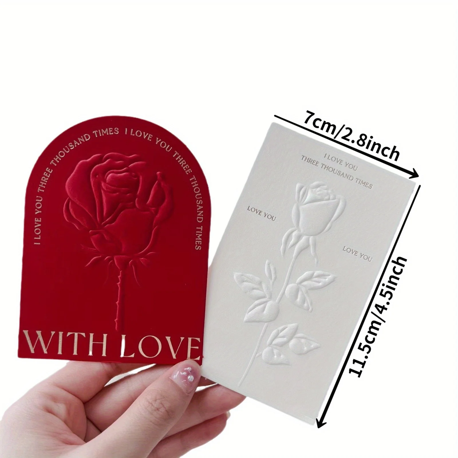 12PCS High Quality Embossed Embossed Rose Card Decorative Greeting Card Valentine's Day Confession Letter Confession Card