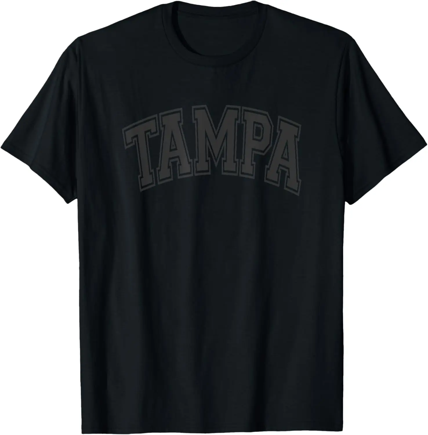 T-shirt Tampa con testo stile ad arco nera con stampa nera