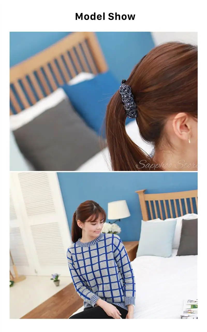 Korea Kristall Perlen Edition Kleine Haarnadel Banane Clip 8cm Vertikale Clip Twist Clip Schachtelhalm Clip Schachtelhalm Schnalle 4 Farben – Detail 3