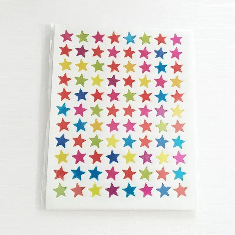 10sheets/Bag Color Star Sticker Stamping Five Pointed Star Sticker Student\'s Reward Sticker Teacher Praise Label 9.5*12.5CM