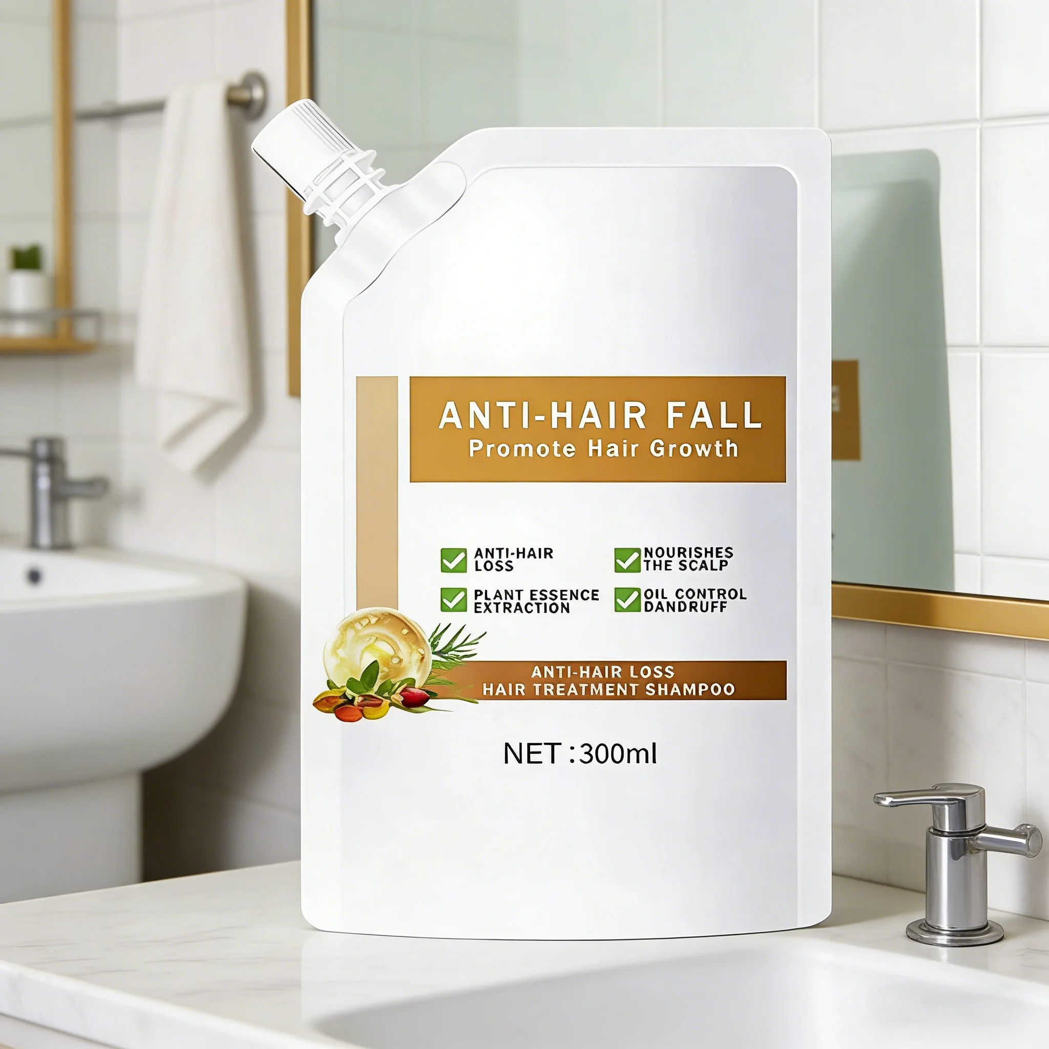 

Шампунь от перхоти и выпадения волос с травяными экстрактами, контролирующий жирность, питает кожу головы, мягко увлажняет, подходит для всех типов волос.