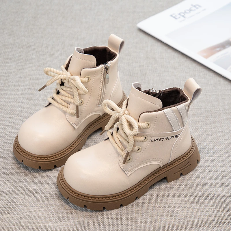 أحذية قصيرة للأطفال، أحذية بناتي على الطراز البريطاني عصرية بنعل ناعم مع أحذية فردية جلدية مضادة للانزلاق ومقاومة للاهتراء #2