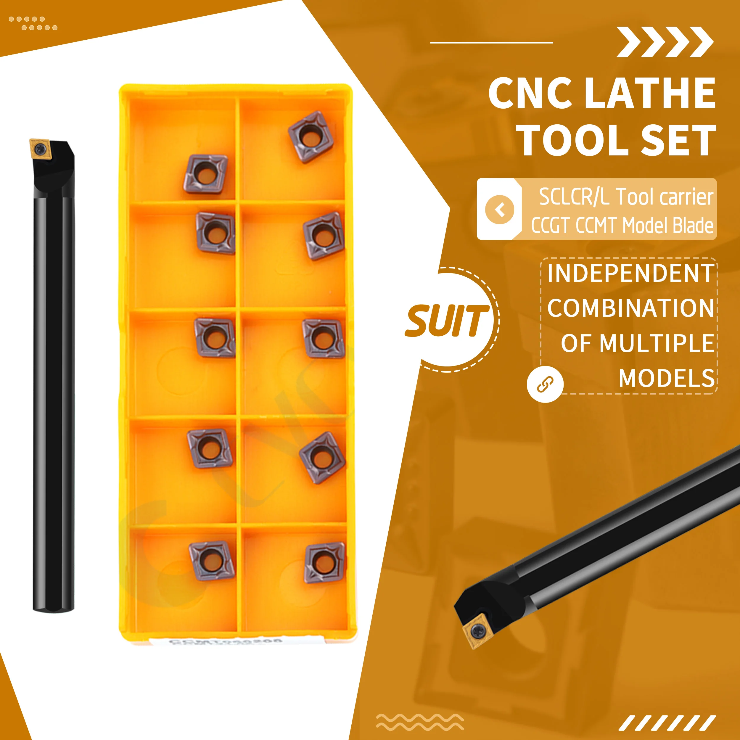S06K S07K S08K S10K S12M S16Q SCLCR06 SCLCL06 Machine Internal Turning Tool Holder CCMT CCGT Carbide Inserts Turning Tools Set