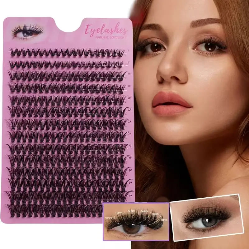 40D D Curl Individual Cluster Lashes 280Pcs Black DIY Lash Extensions Mixed 0.07/0.10mm Tray Pack for Eyelash Extensions