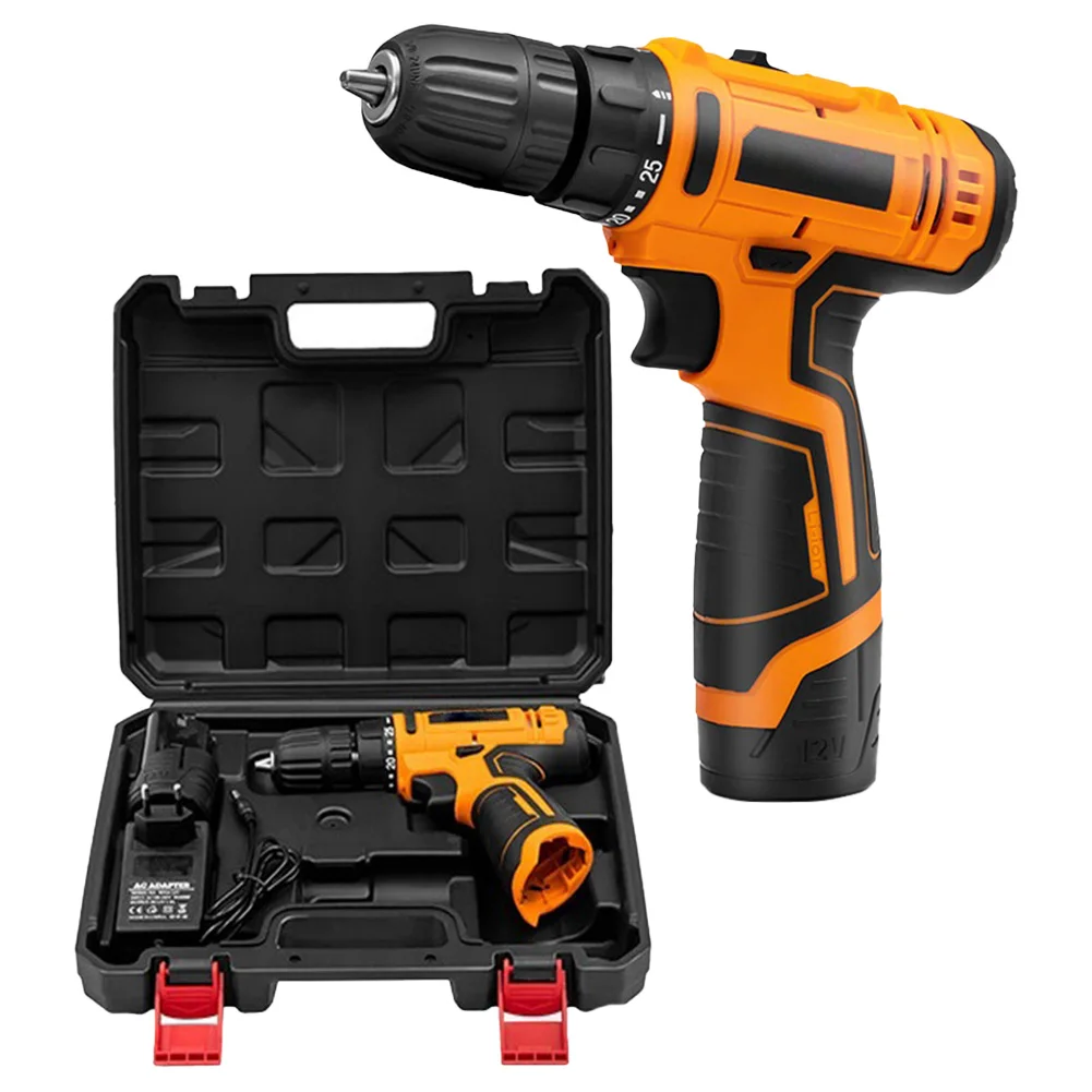 12V Cordless Electric Drill Screwdriver Household Multi-function 2 Speed Impact Drill Wireless Power Tool For Home Industry DIY