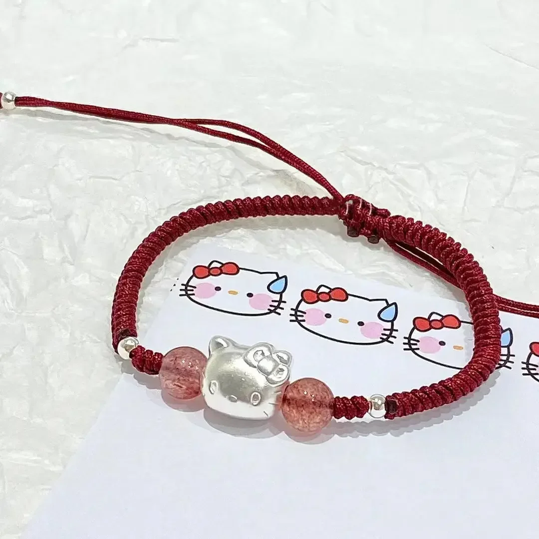 Kawaii Hello Kittys Y2K Bracelet Pendant Bracelet Cartoon Couple Woven Jewelry Jewelry Girl Birthday Christmas Gift New