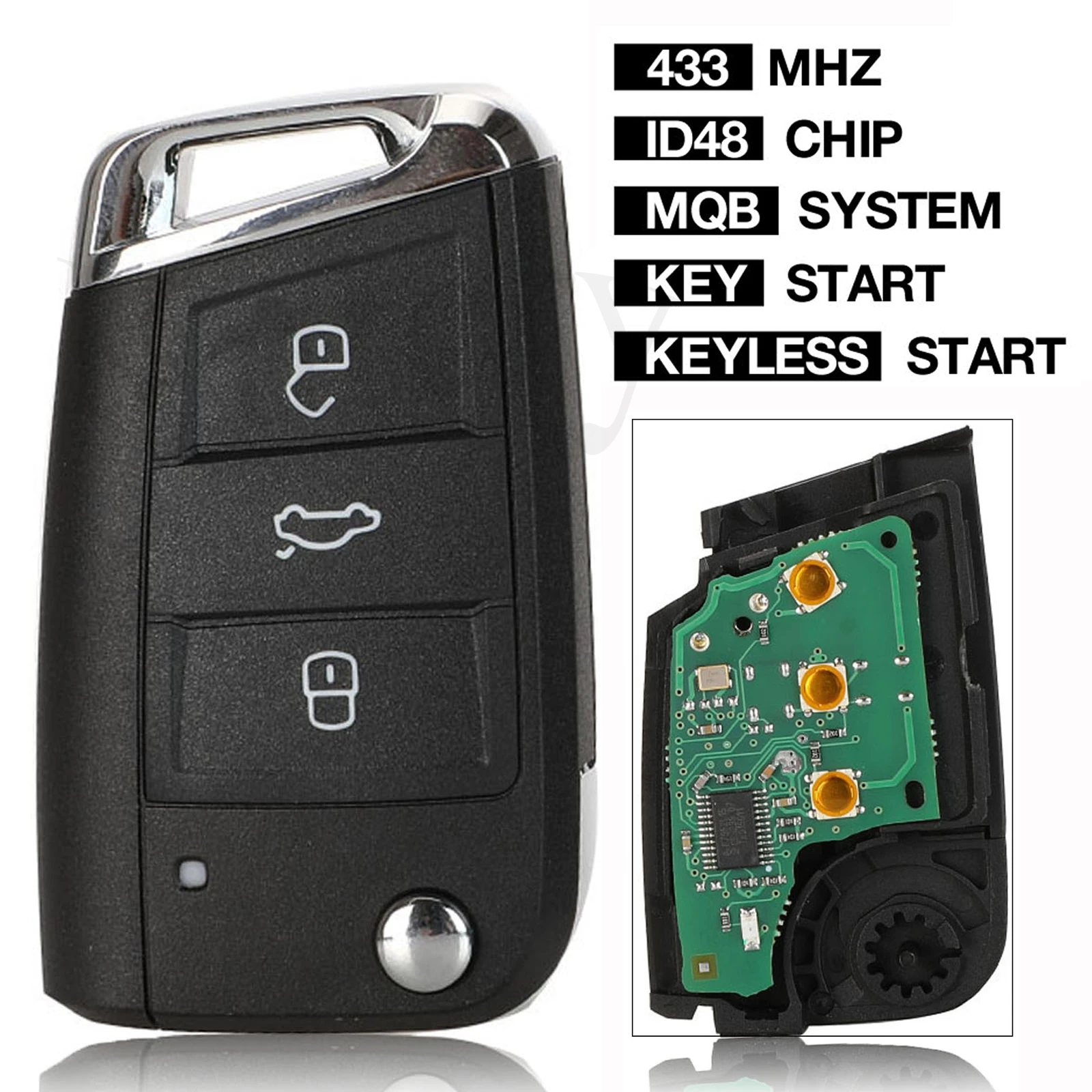 

jingyuqin With/Without Keyless go Car Key Remote 434MHz MQB For VW/VOLKSWAGEN Golf 7 MK7 Touran Polo Tiguan