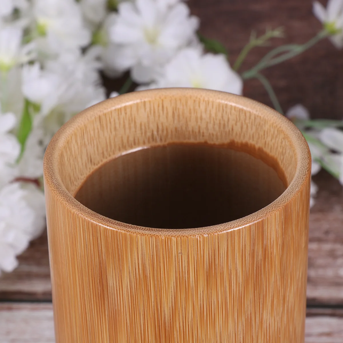 20 CM Kitchen Storage Crock Organizer Cutlery Storage Tube Bamboo Barrel Kitchen Utensils Container Holding Rack Wooden