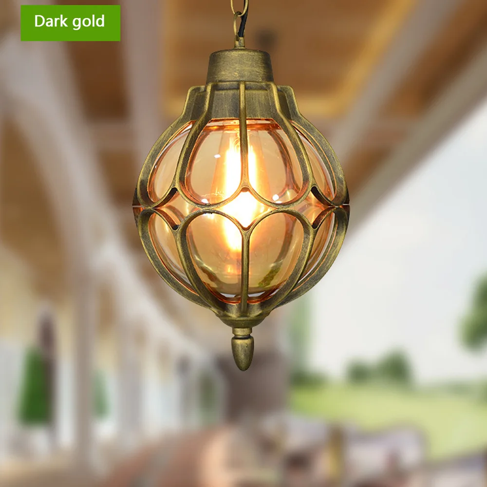 Round Rustproof Pendant Light Vintage Outdoor Rainproof Garden Light Grapevine Corridor Light Balcony Villa Garden Lights