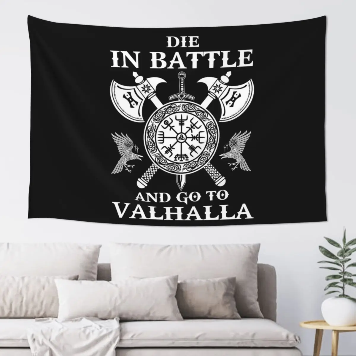 Viking Warrior Die In Battle And Go To Valhalla Viking Tapestry Funny Wall Hanging Aesthetic Home Decoration Tapestries for Room