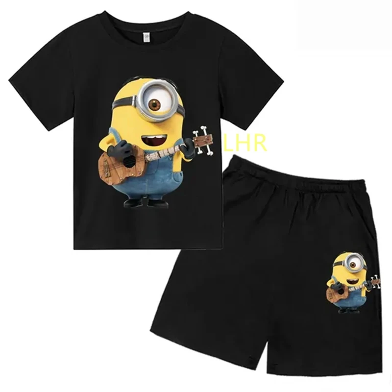 

Summer Children T-shirts +Short sleeve Sets 2-12 Years Boys Girl Casual Tops Short Sleeve Clothes Littleminions Cartoon Print