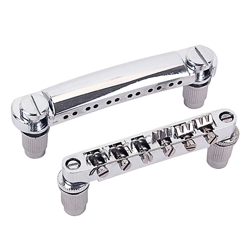 1 Pair 12 String Guitar Bridge Locking Bridge and Tailpiece Set for Electric Guitar (Silver)