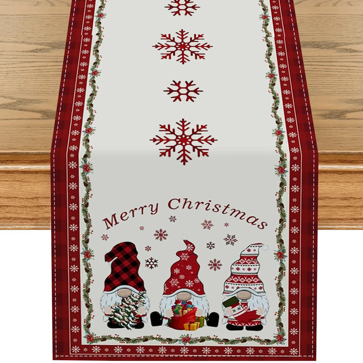 1 Stück Weihnachts-Tischläufer für Zuhause, Wohnzimmer, Esstisch, Dekoration, Weihnachtsstil, festliche Schneeflocke, Tischdekoration