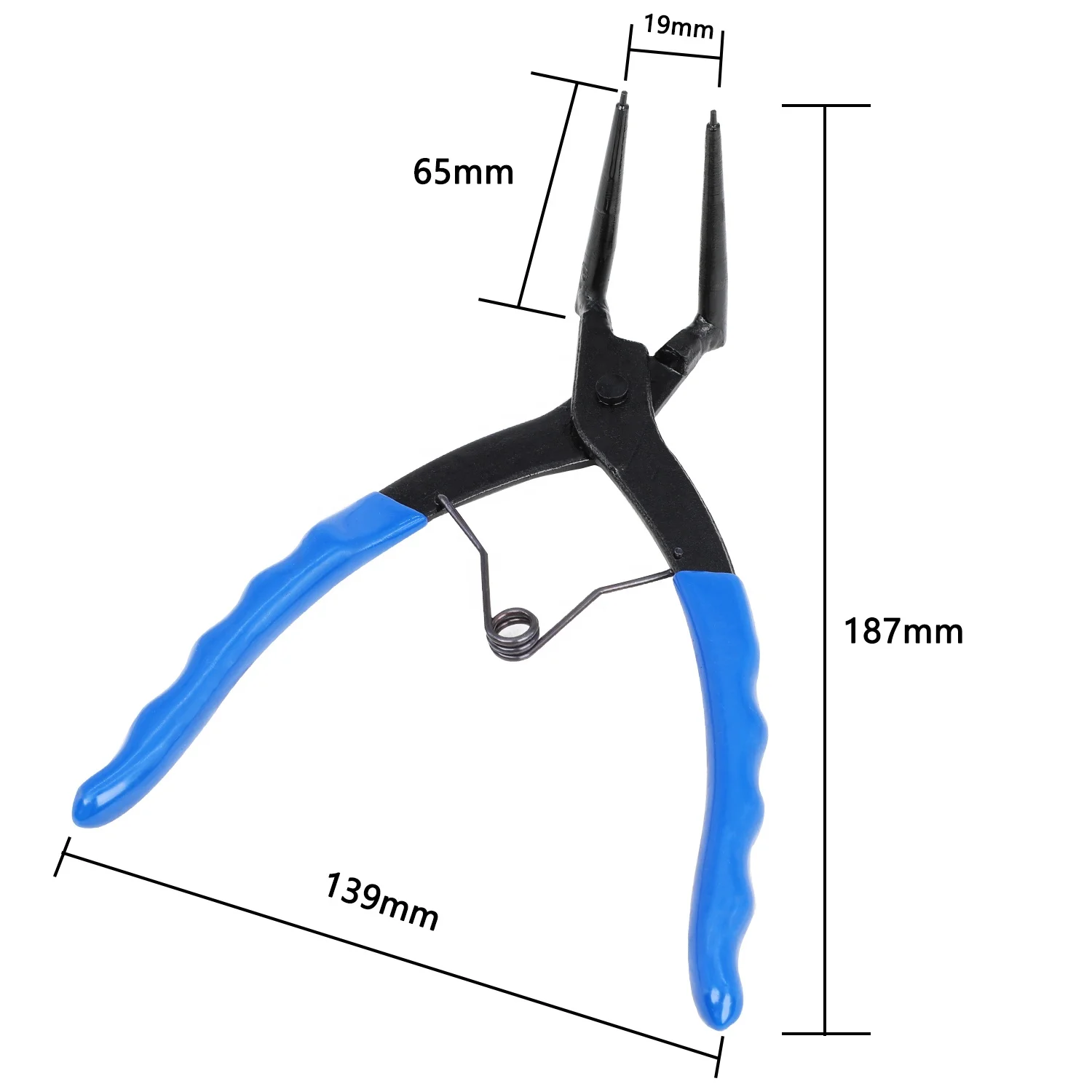Master Cylinder Snap Ring Pliers Extended 90 Degree Internal Bent Nose Spring Loaded High Carbon Steel Non-slip PVC Tool