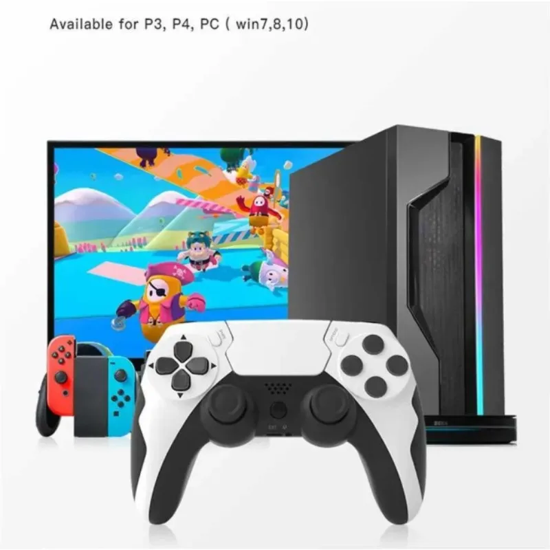 GAMINJA P48 Gamepad Nirkabel dengan Pengontrol Gim Giroskop Enam Sumbu untuk Konsol PS4 PS3 Windows 7 8 10 Joystick PC Getaran Ganda