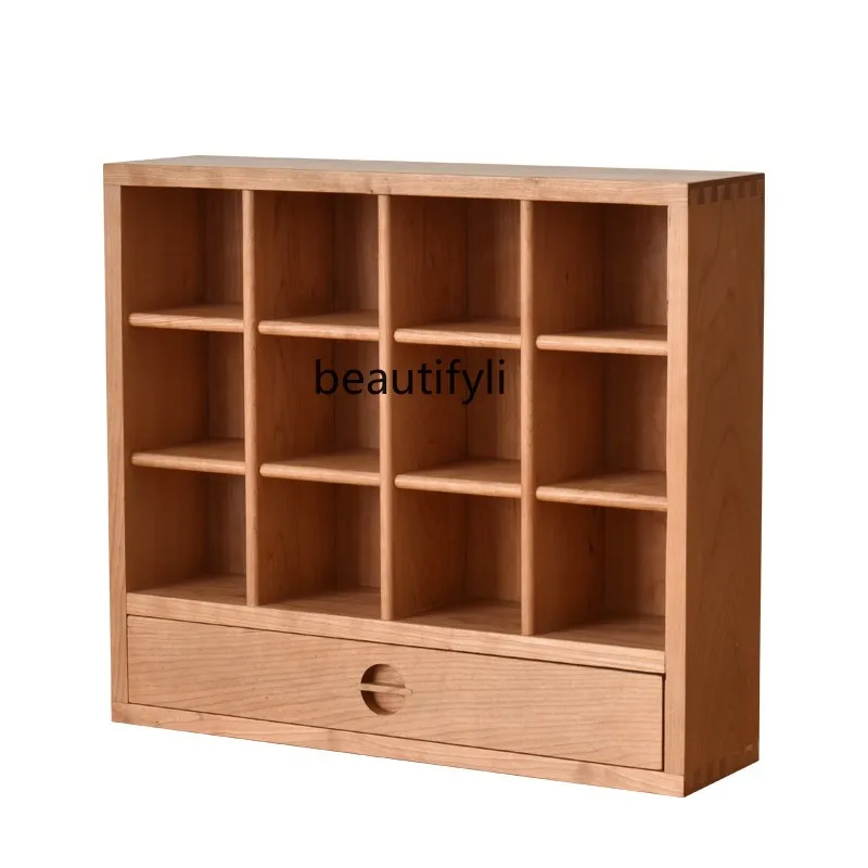 

Nordic Cup Holder Solid Wood Japanese Living Room Storage Rack Jiugongge Creative Curio Box Storage Shelf