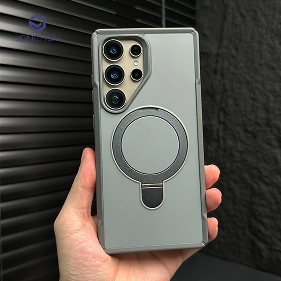 

Magnetic For Samsung Galaxy S24 Plus S25 Ultra S25ultra 5G Rugged Case Shockproof Kickstand Holder Protective Cover For Magsafe