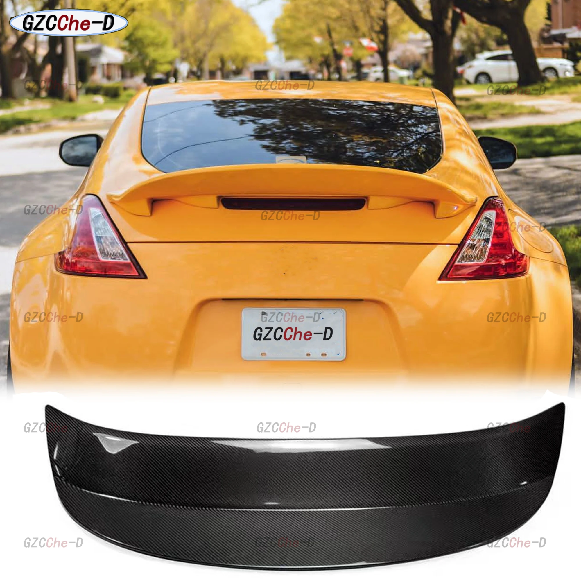 For 2008-2019 Nissan 370Z Z34 Upgraded AJT Rear Spoiler Luggage Lid Carbon Fiber Material Diffuser Dynamics Kit