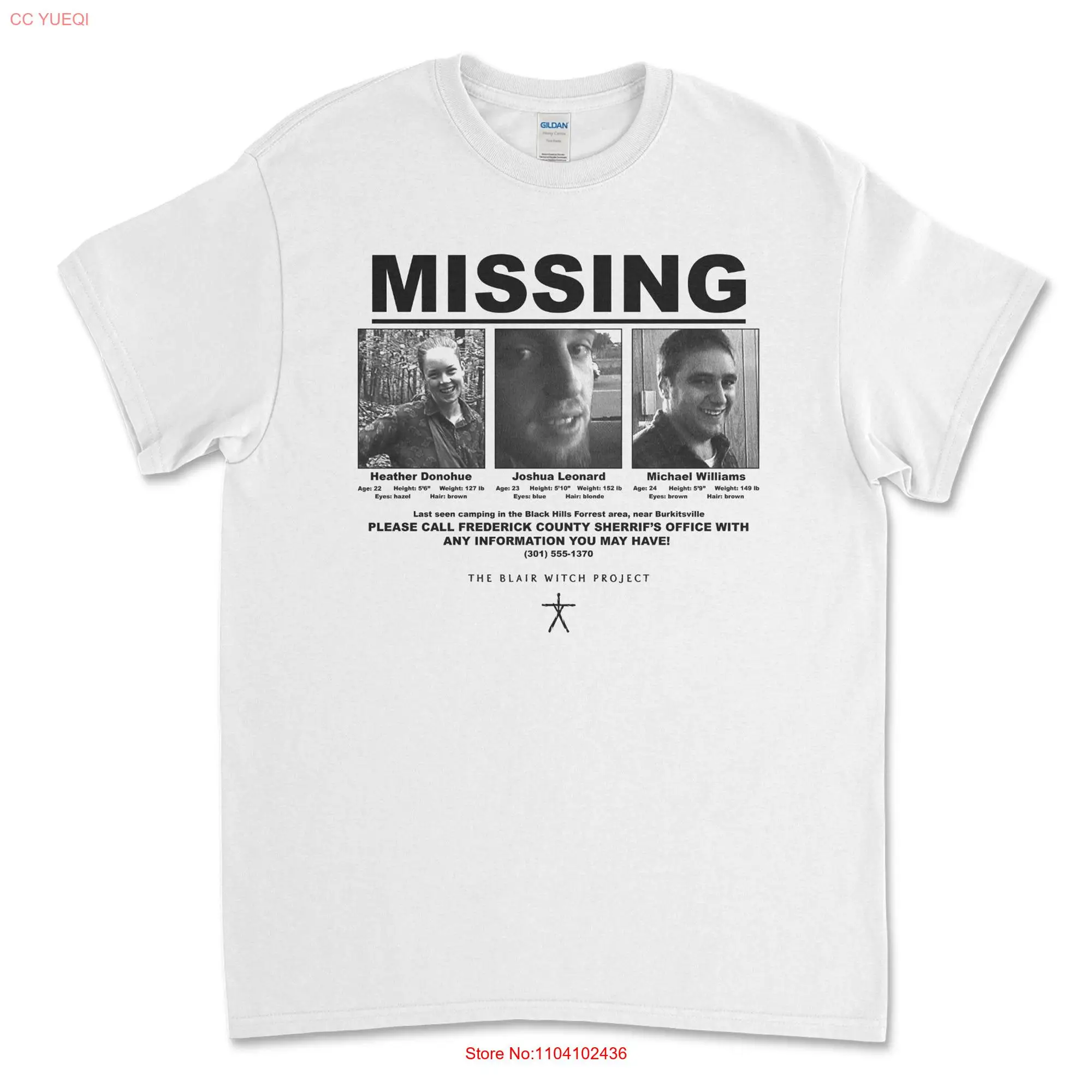 

The Blair Witch Project Missing White T Shirt Movie Vintage Style Film Merch long or short sleeves