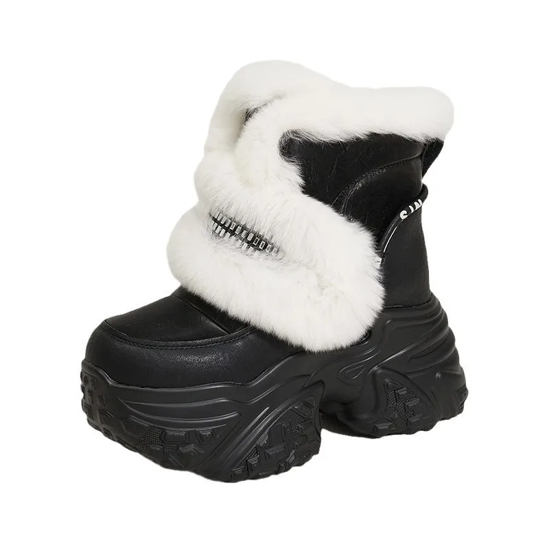 

Snow Boots Women 2025 Winter Heightening Women's Shoes New Muffin Thick-soled Fluffy Shoes Piled and Thickened Warm Short Boots