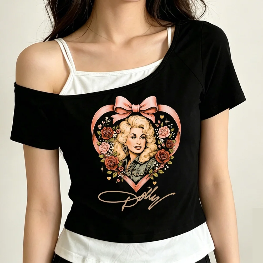 Dolly Parton crop top women cutecore graphic japan dollette baddie t-shirt clearance sales alternative  summer vintage cutecore
