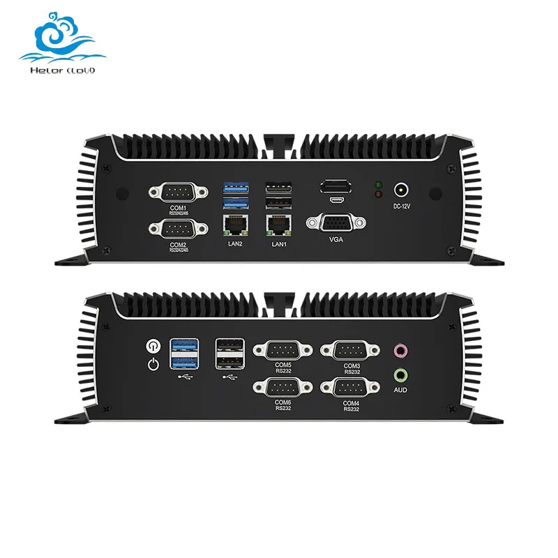 Helorpc Fanless Industrial Mini PC Intel Core I5-1135G7 6×RS232 8×USB 2xLAN HDMI VGA Support WiFi BT 4G LTE SIM Slot Computer