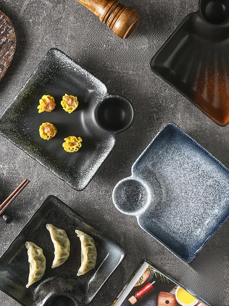 

Креативная посуда Cerc для сервировки стола: квадратная тарелка для дамплингов с узором в виде виноградной лозы, китайская, однотонная, с подглазурной росписью