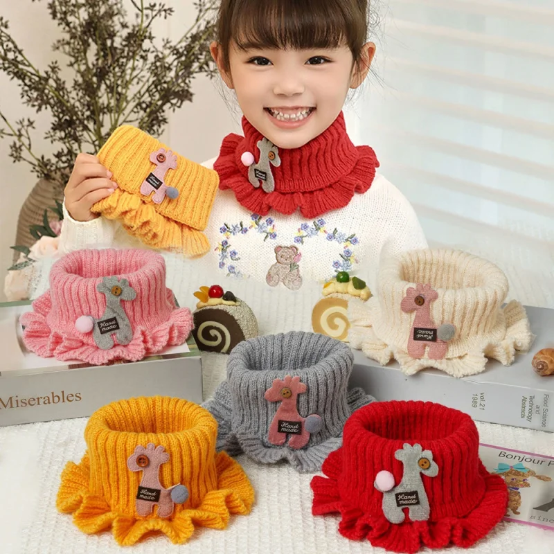 

Baby Knitted Scarf Winter Neck Warmer For Kids Children Boys Girls Woolen Knitted Mustache Warmer Collar Outdoor Crochet Scarves
