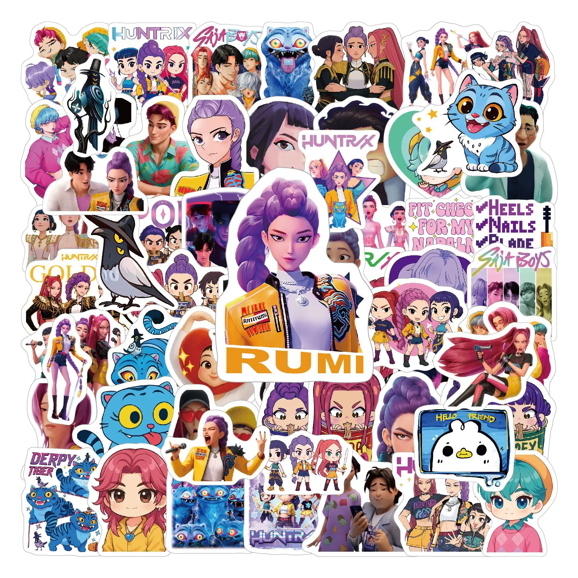 

KPOP Demon Hunter Stickers 69 Sheets Korean Glossy Stickers for School Bags Backpack Decoration Cartoon Stickers Waterproof