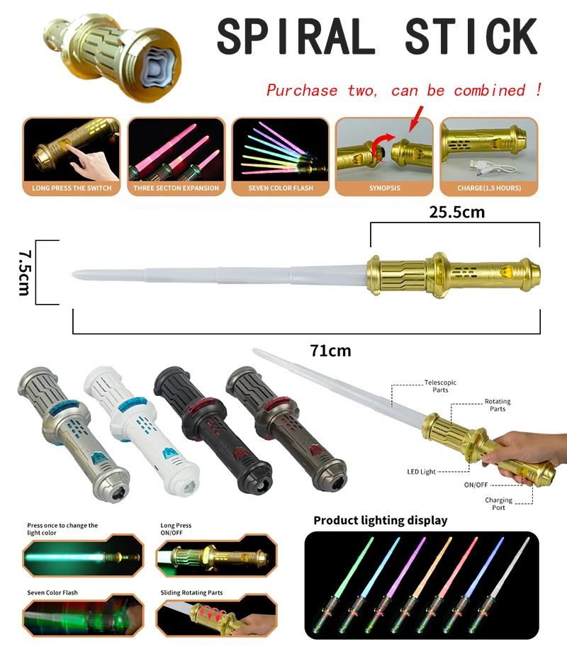 Laser Swords Light Saber Luminous Boy Toy Kids Telescopic Knife Glow Stick Children Lightsaber Girls Battle Lightstick