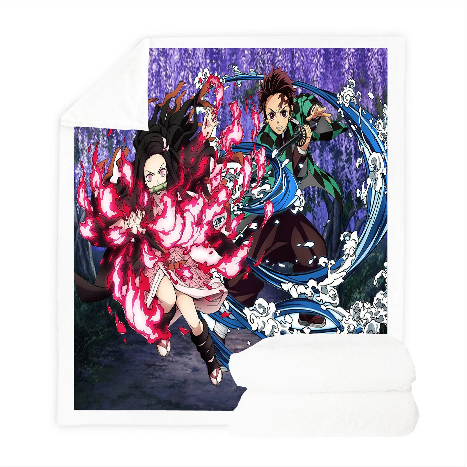 Demon Slayer Blanket Kawaii Furry Blankets And Throws Blankets For Winter Custom Blanket Bed Blanket Microfiber Fabric Home