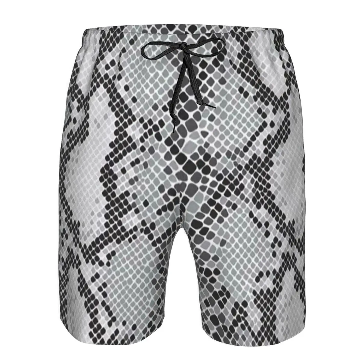Gray Snake Skin Animal Print Trunks Beach Board Shorts Casual Quick Dry Swimming Summer Men Pants