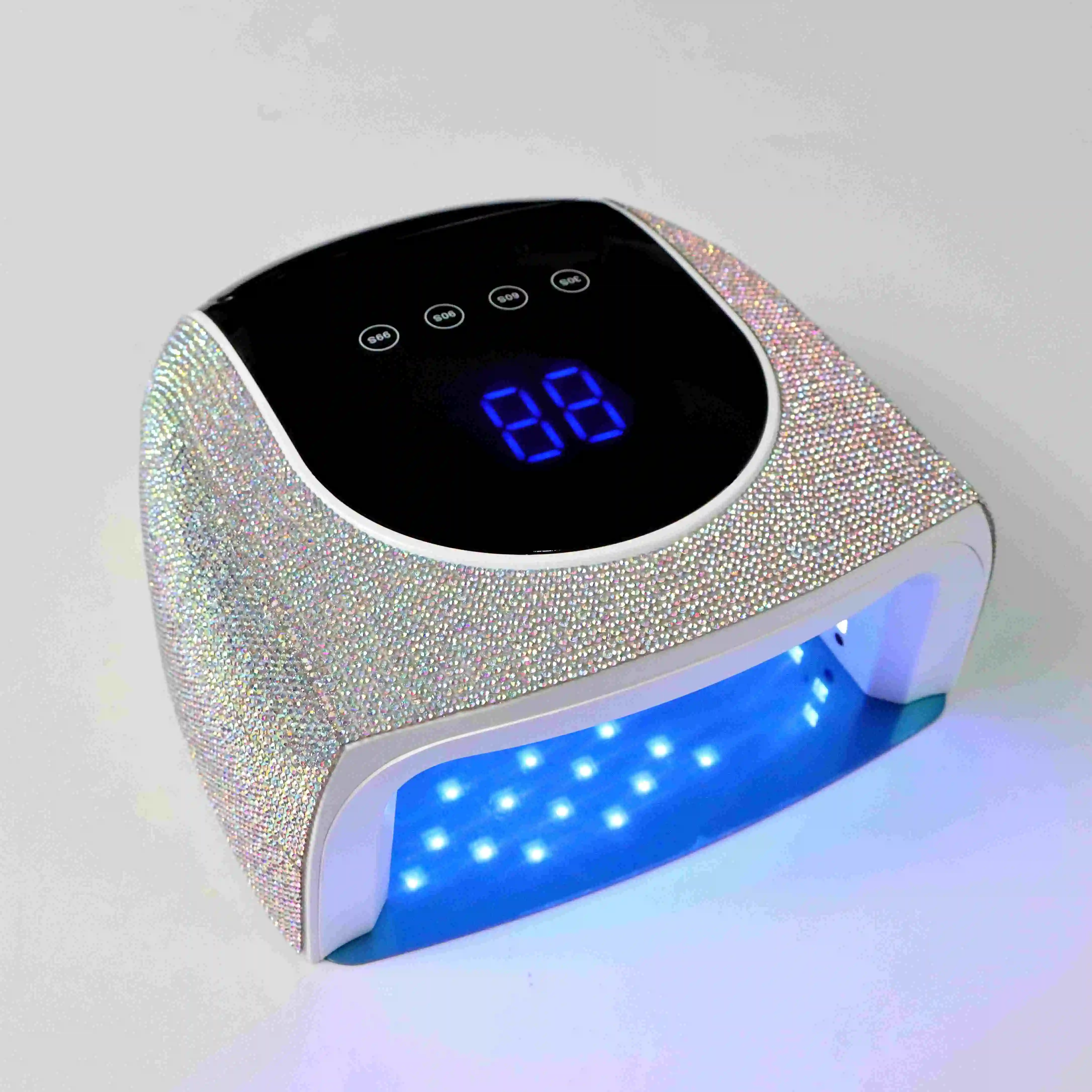 2023 New Rechargeable Nail Lamp with Rhinestone 96W Gel Lacquer Dryer Cordless UV Light for Nails Wireless Nail UV LED Lamp