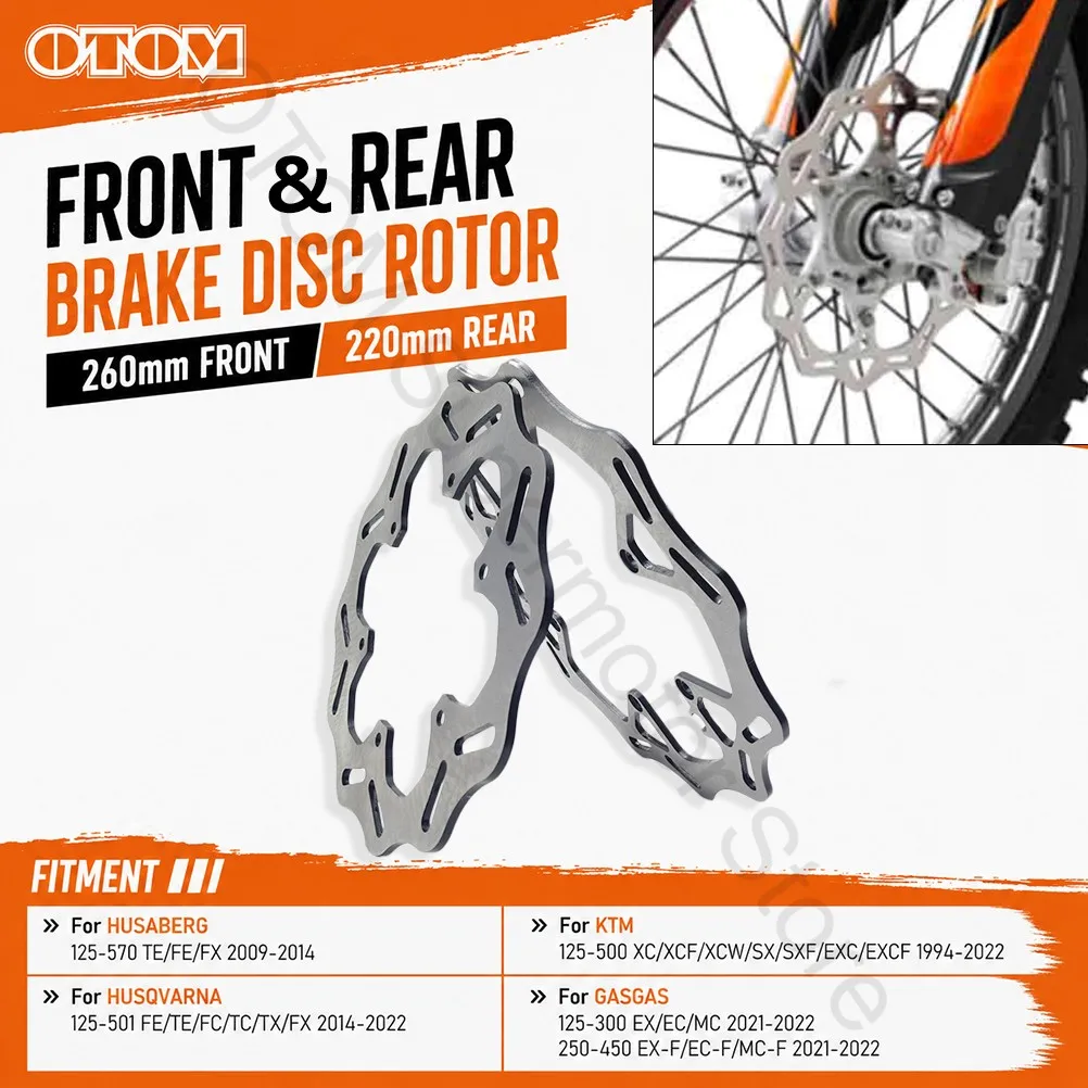 260mm 220mm Motorcycle Front Rear Brake Disc Rotors Steel Disk For KTM HUSQVARNA HUSABERG GASGAS SX SXF EXC EXCF FC FE 1994-2022